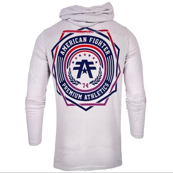 American Fighter Mens Long Sleeve Hoodie CAPELLA Shirt Gray S-3XL - Picture 4 of 8